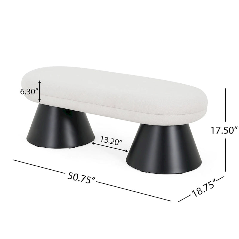 Nathan Upholstered Dining Bench with Black Iron Legs