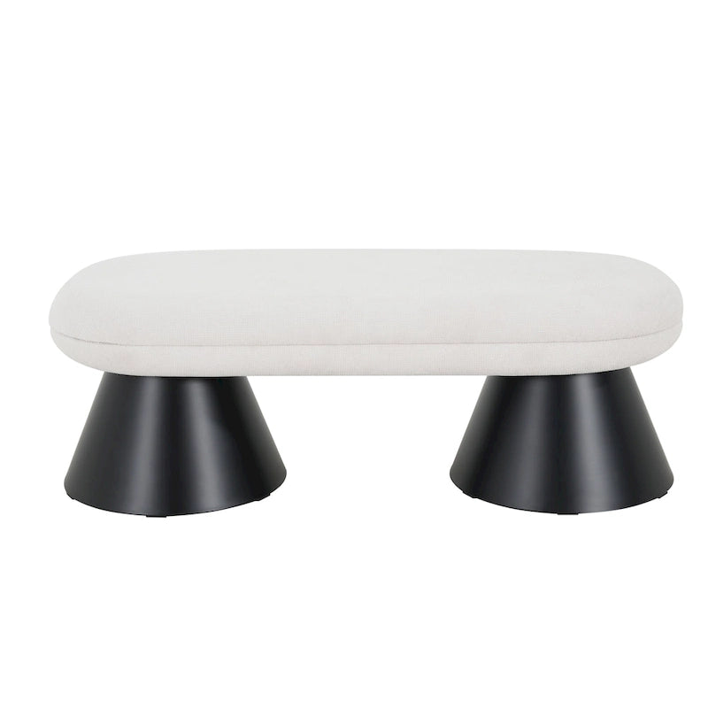 Nathan Upholstered Dining Bench with Black Iron Legs