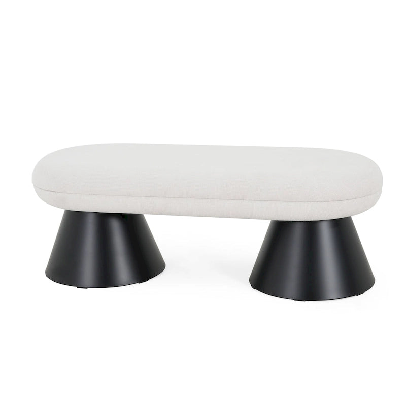 Nathan Upholstered Dining Bench with Black Iron Legs
