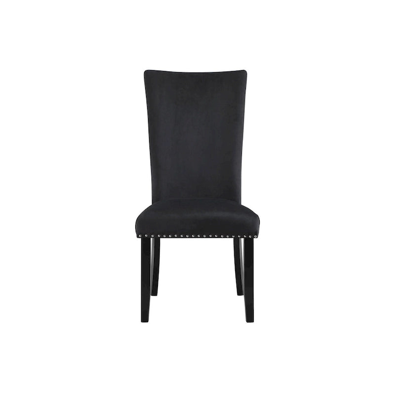 Set of Two Black Upholstered Velvet Dining Side Chairs - 20.25x40.75x27