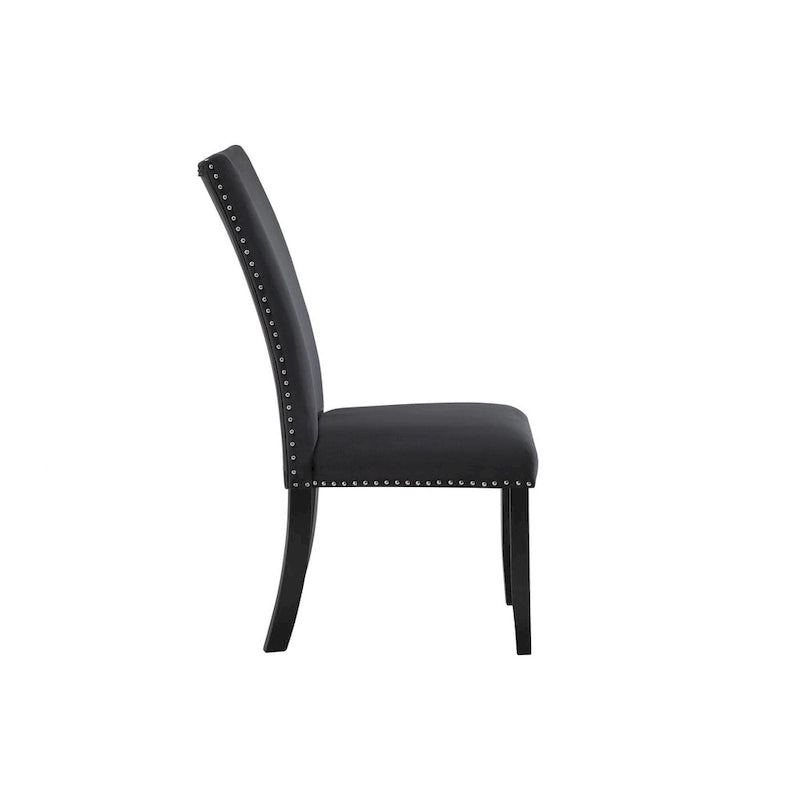 Set of Two Black Upholstered Velvet Dining Side Chairs - 20.25x40.75x27