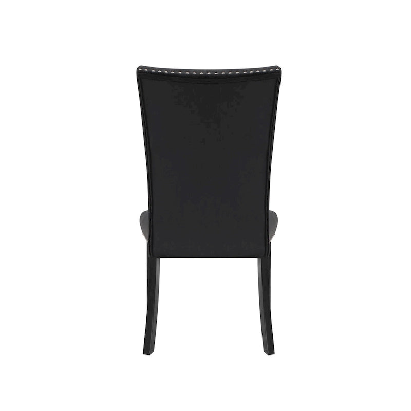 Set of Two Black Upholstered Velvet Dining Side Chairs - 20.25x40.75x27