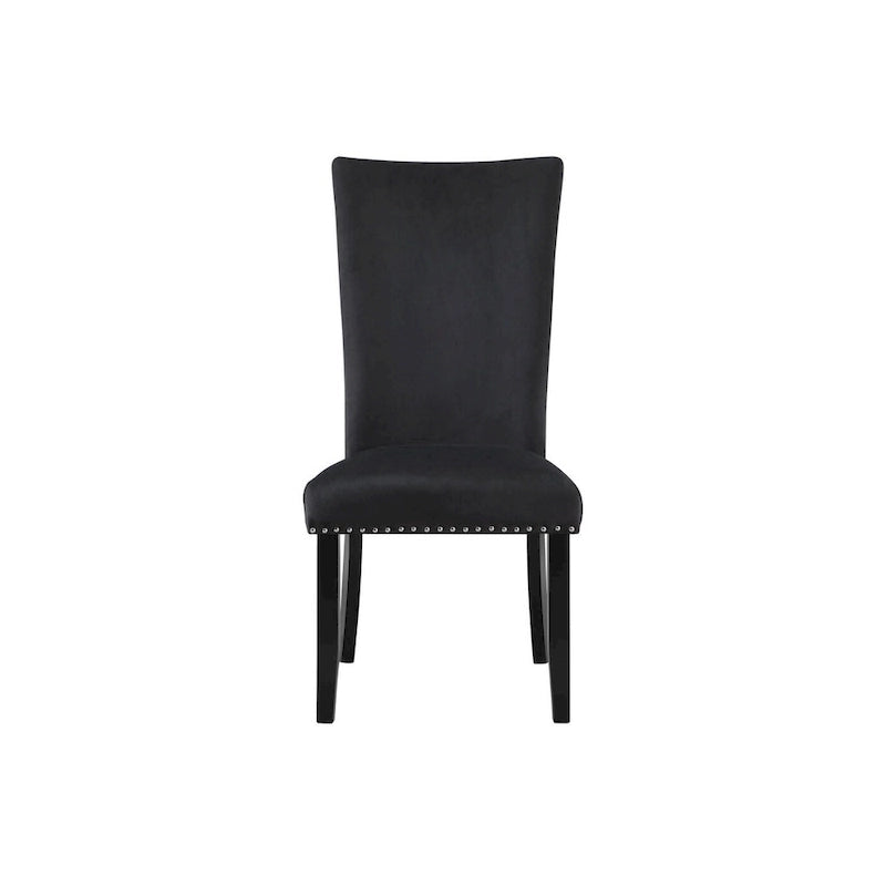 Set of Two Black Upholstered Velvet Dining Side Chairs - 20.25x40.75x27