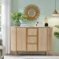 54" Modern Fluted Buffet Cabinet with Faux Marble Top