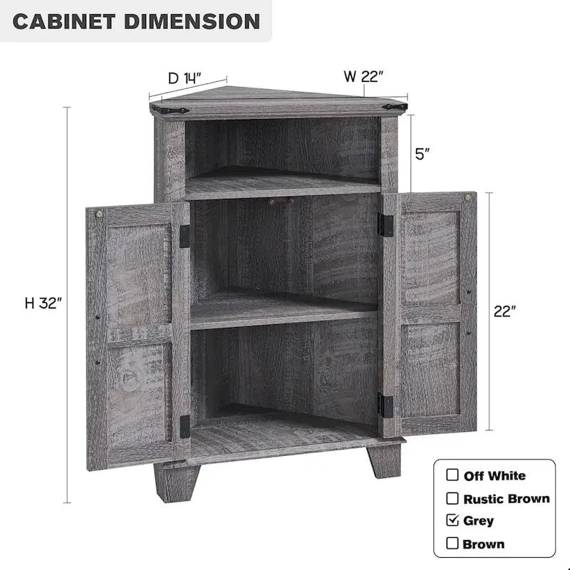 Farmhouse Corner Bathroom Cabinet, Small Corner Cabinet with Barn Door - N/A