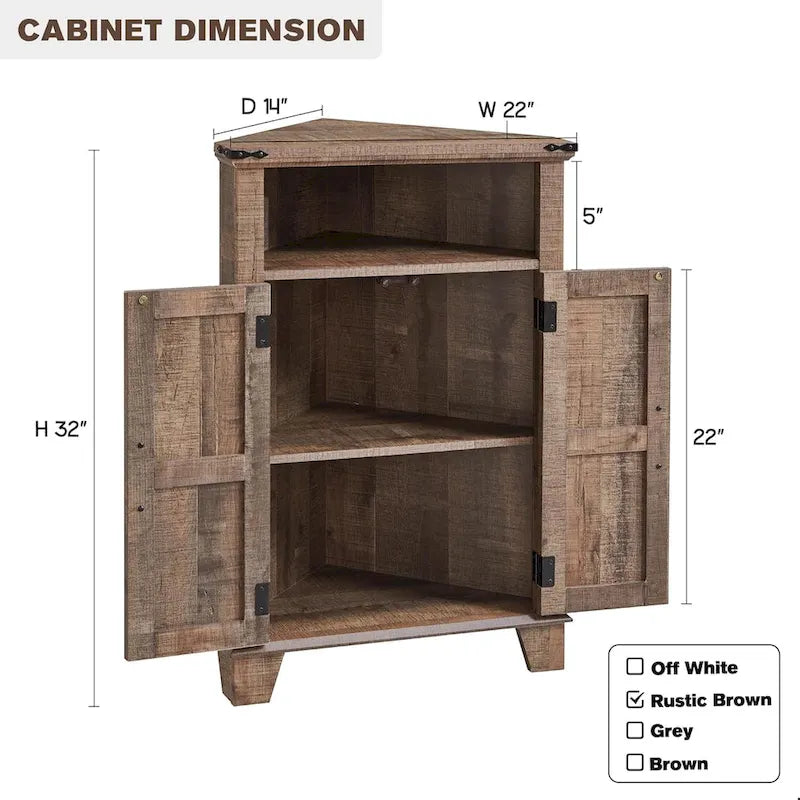 Farmhouse Corner Bathroom Cabinet, Small Corner Cabinet with Barn Door - N/A