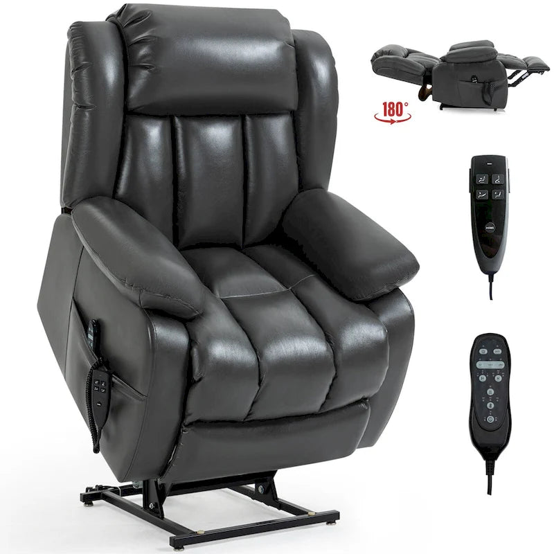 Faux Leather Dual Motor Power Lift Recliner Chair with 8-Point Massage and Lumbar Heating