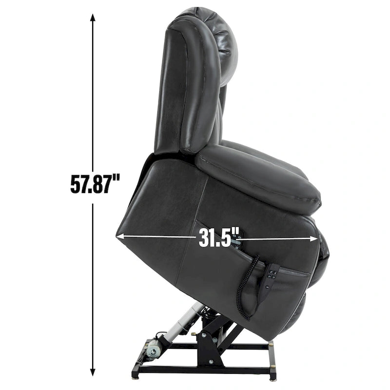 Faux Leather Dual Motor Power Lift Recliner Chair with 8-Point Massage and Lumbar Heating
