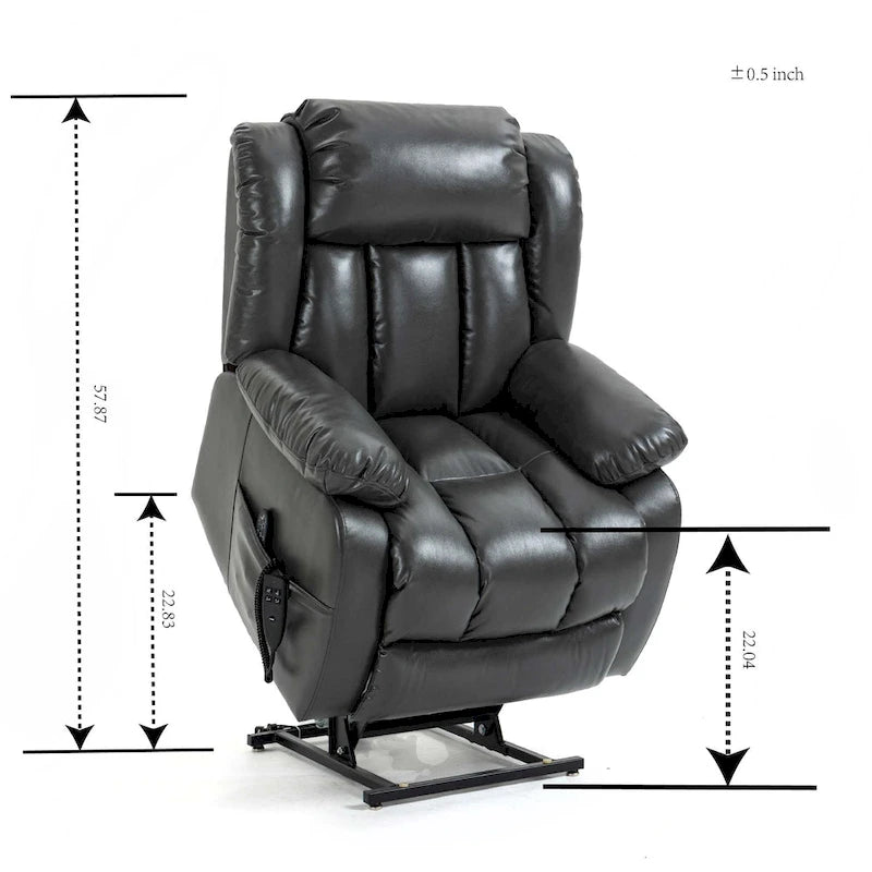 Faux Leather Dual Motor Power Lift Recliner Chair with 8-Point Massage and Lumbar Heating