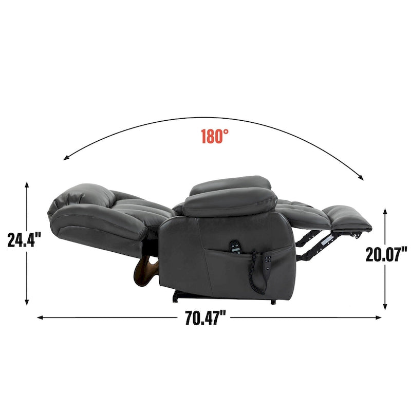 Faux Leather Dual Motor Power Lift Recliner Chair with 8-Point Massage and Lumbar Heating