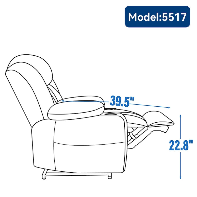 Chenille Power Lift Recliner Chair with Massage and Lumbar Heating