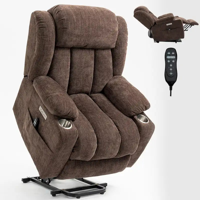 Chenille Power Lift Recliner Chair with Massage and Lumbar Heating