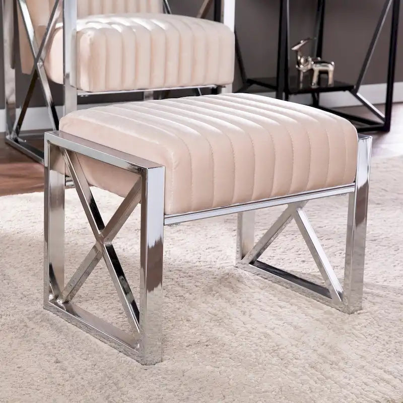 Channel-Tufted Fabric Ottoman