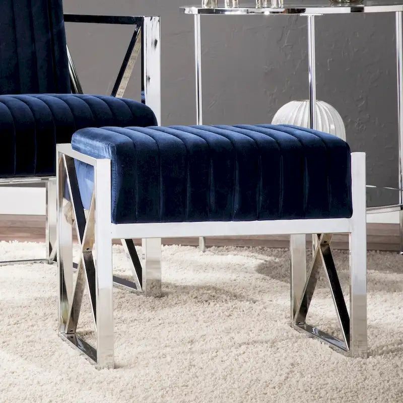 Channel-Tufted Fabric Ottoman