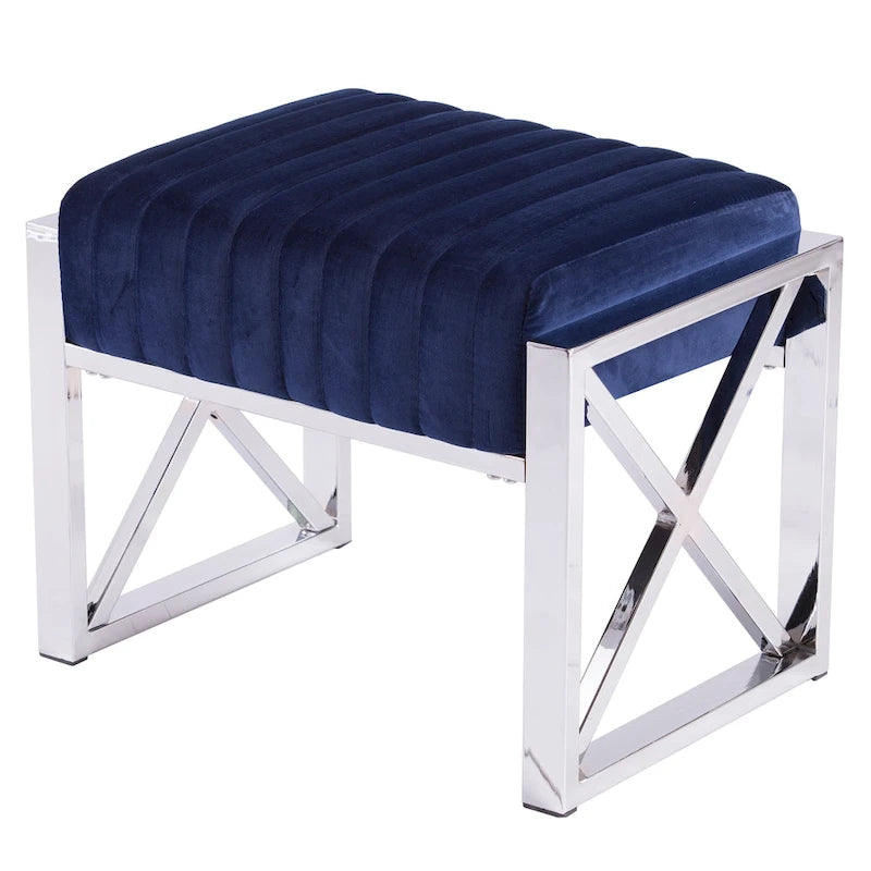 Channel-Tufted Fabric Ottoman