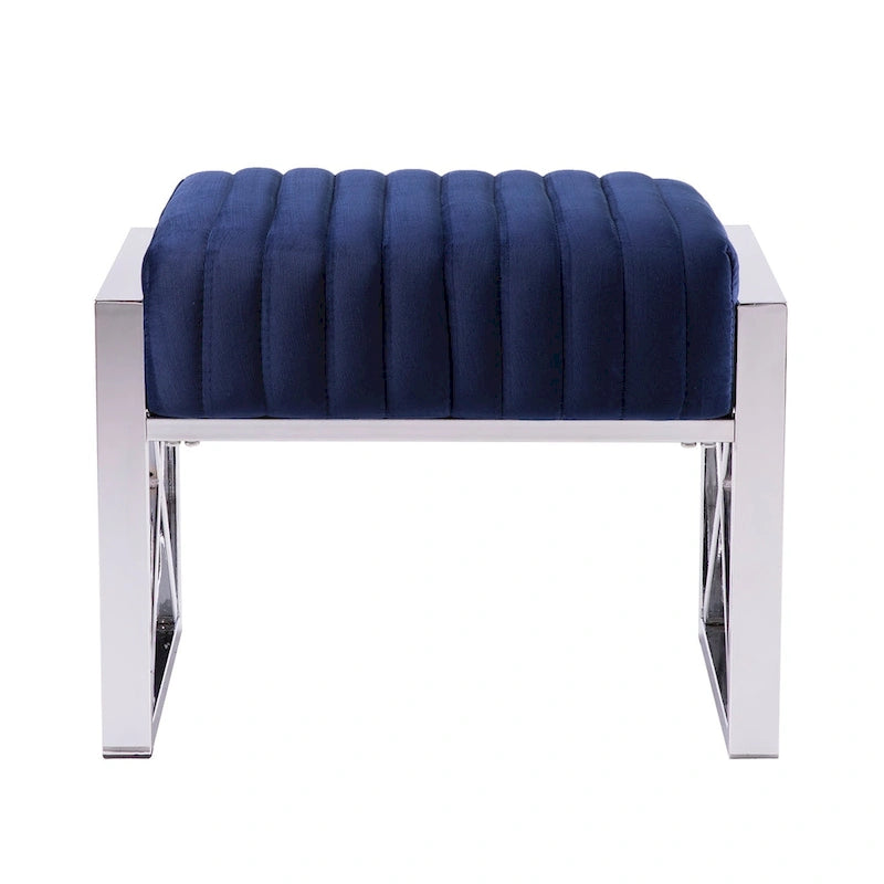 Channel-Tufted Fabric Ottoman