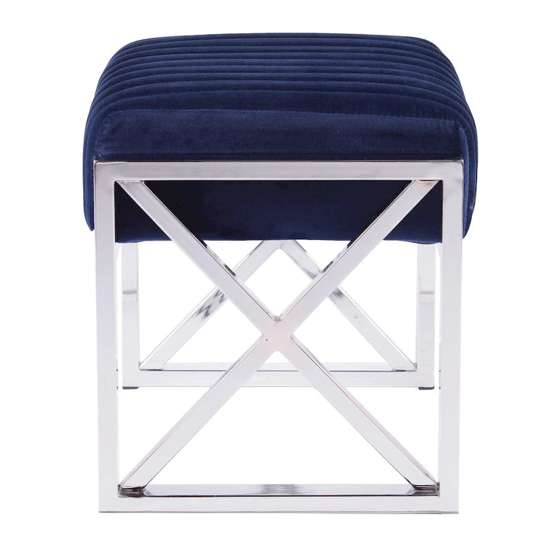 Channel-Tufted Fabric Ottoman