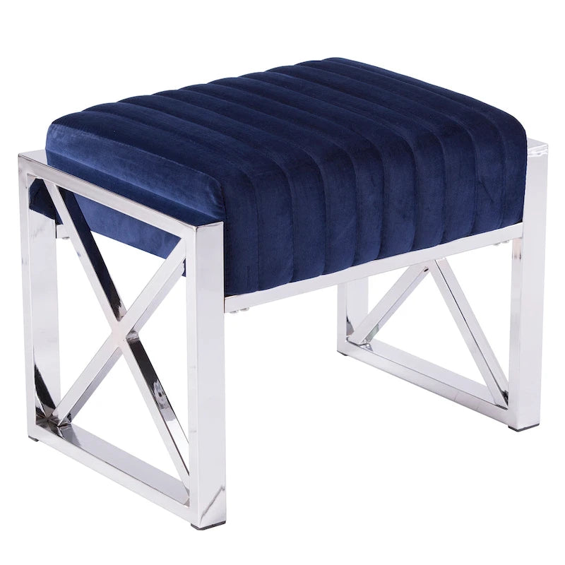 Channel-Tufted Fabric Ottoman