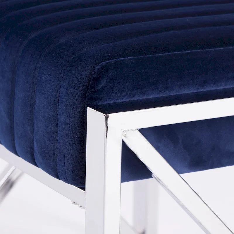 Channel-Tufted Fabric Ottoman