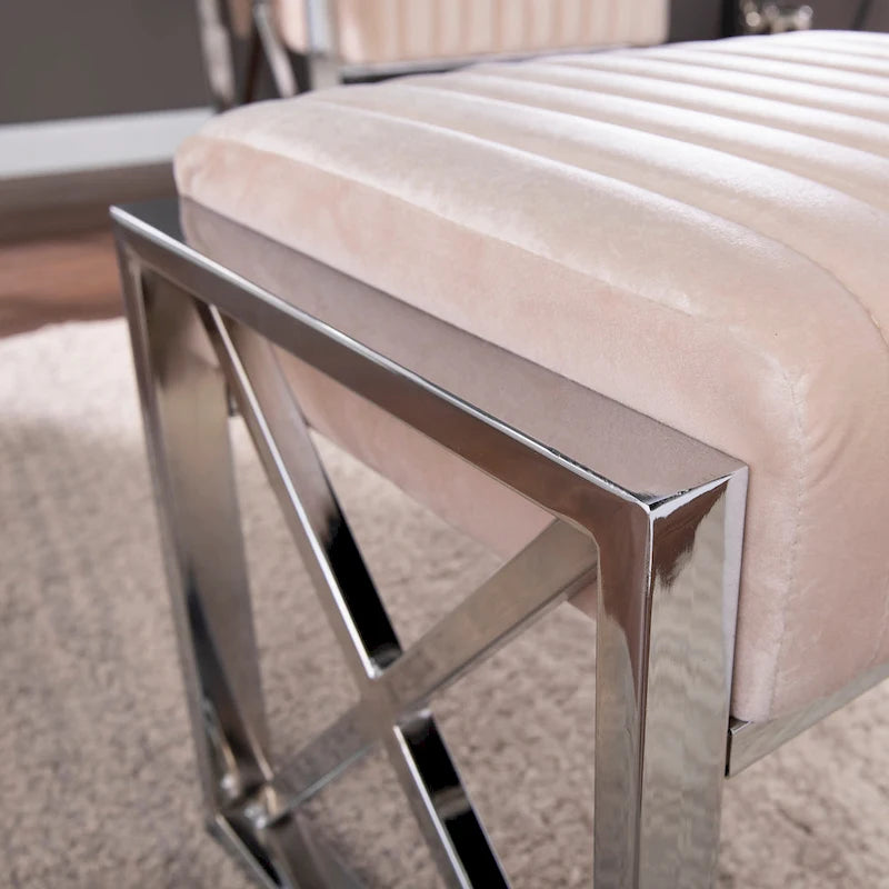 Channel-Tufted Fabric Ottoman