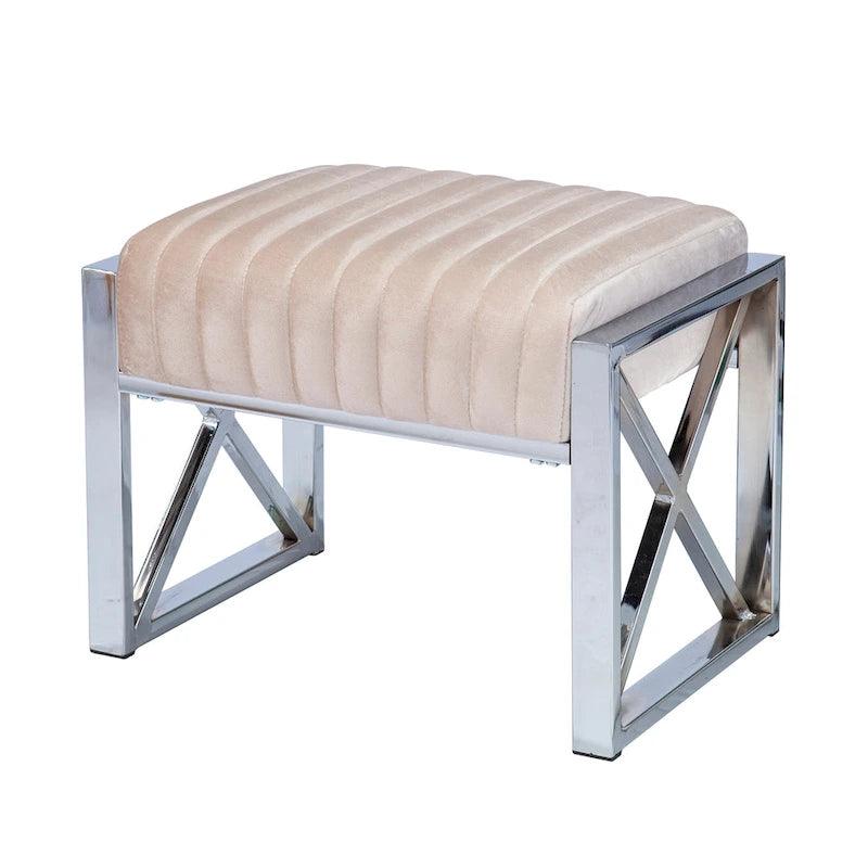 Channel-Tufted Fabric Ottoman
