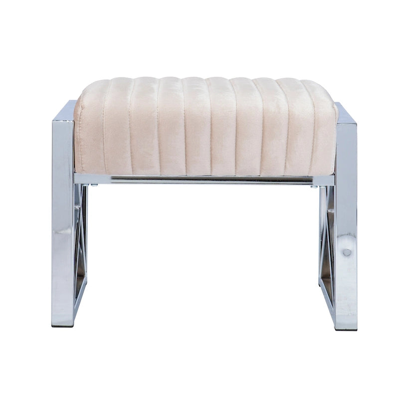 Channel-Tufted Fabric Ottoman