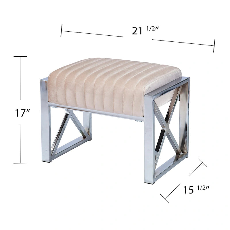 Channel-Tufted Fabric Ottoman