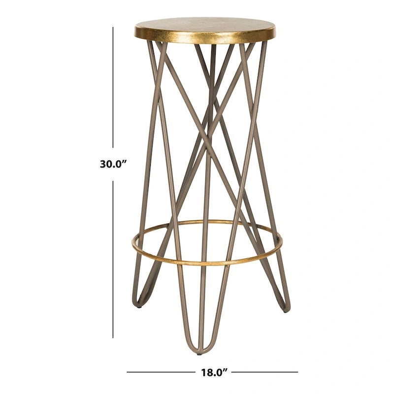 30 Inch Gold Leaf Bar Stool - 18Wx18Dx30H