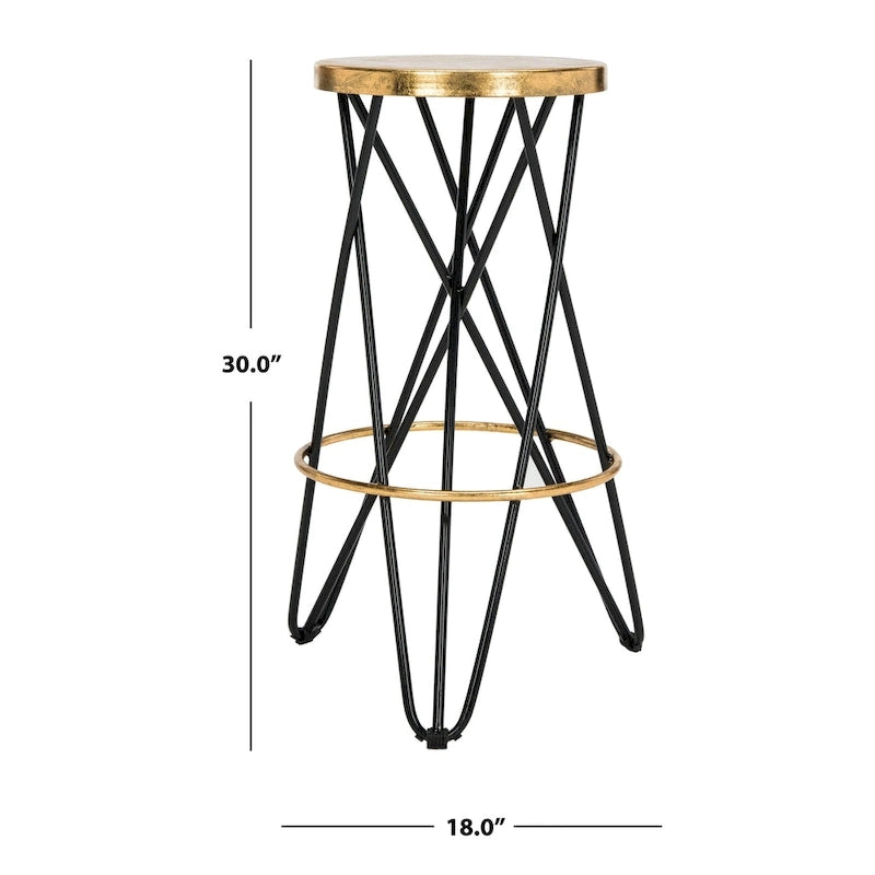 30 Inch Gold Leaf Bar Stool - 18Wx18Dx30H