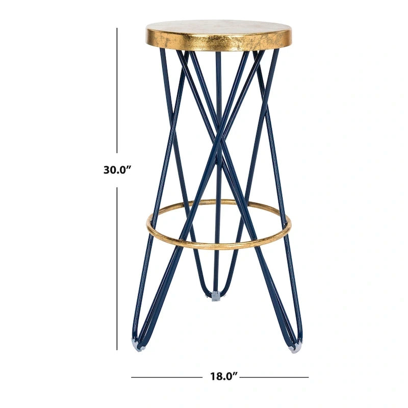 30 Inch Gold Leaf Bar Stool - 18Wx18Dx30H
