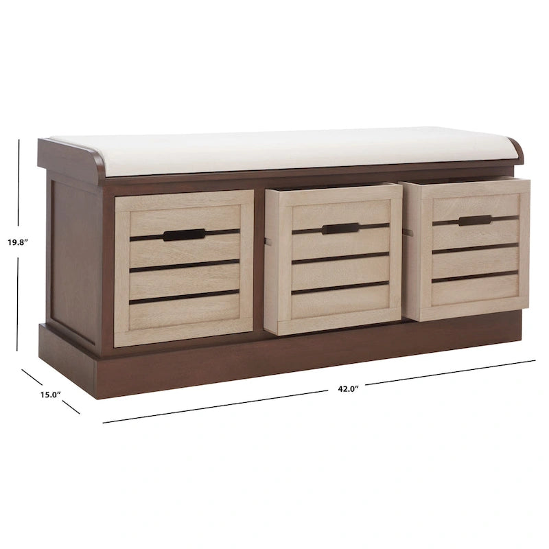 3-Drawer Cushion Bench - 42Wx15Dx20H