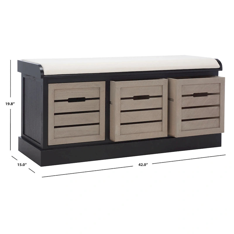3-Drawer Cushion Bench - 42Wx15Dx20H