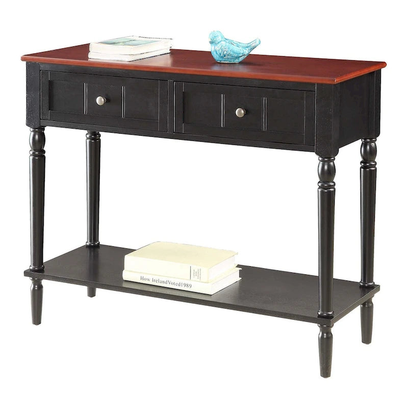 French Country 2 Drawer Hall Table with Shelf