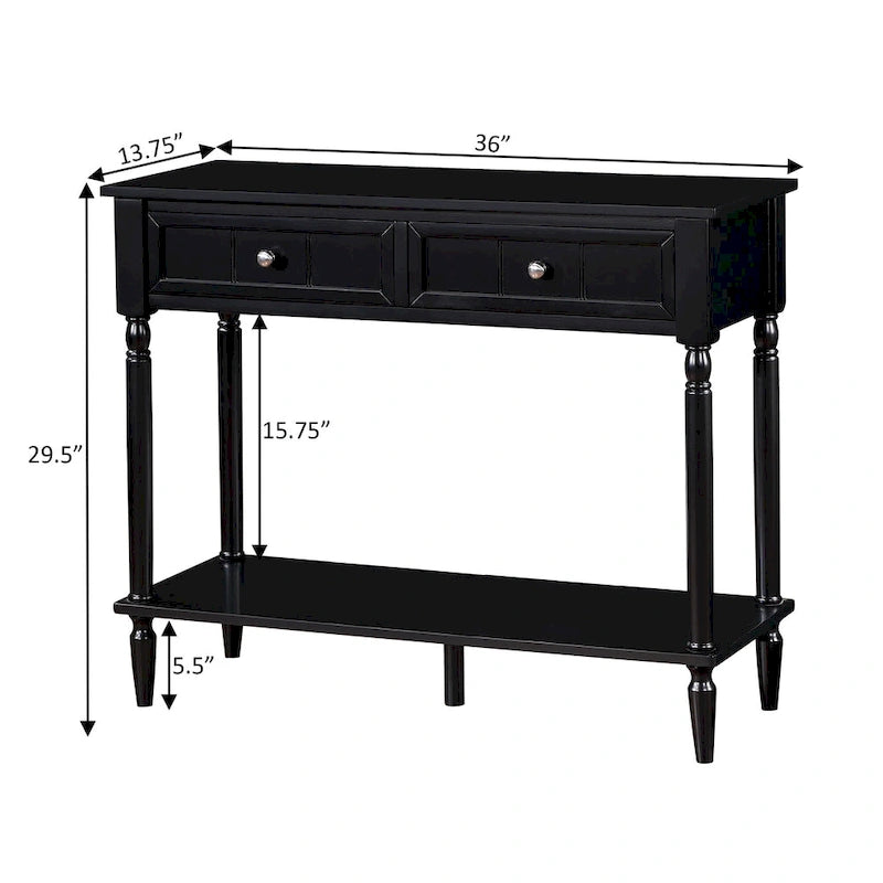 French Country 2 Drawer Hall Table with Shelf