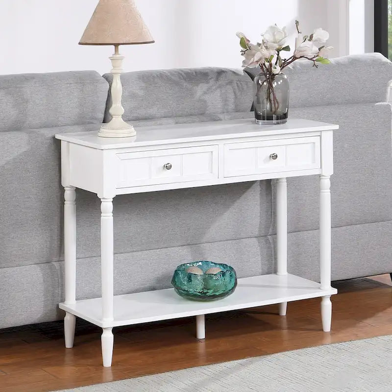French Country 2 Drawer Hall Table with Shelf