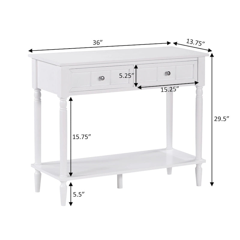 French Country 2 Drawer Hall Table with Shelf