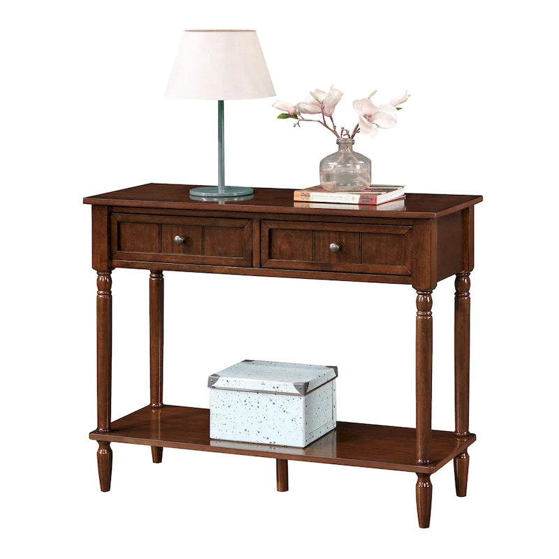 French Country 2 Drawer Hall Table with Shelf