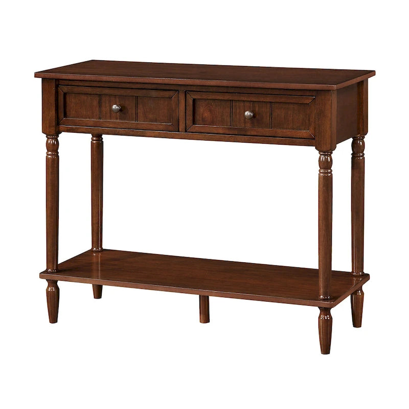 French Country 2 Drawer Hall Table with Shelf