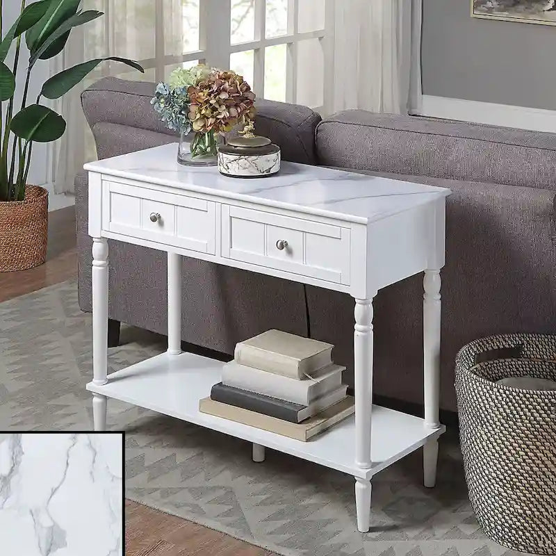 French Country 2 Drawer Hall Table with Shelf