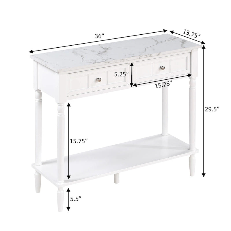French Country 2 Drawer Hall Table with Shelf
