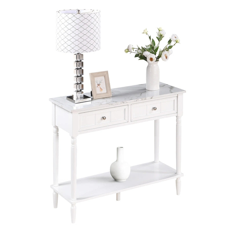 French Country 2 Drawer Hall Table with Shelf