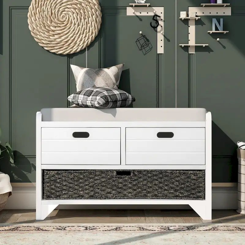 Fully Assembled Shoe Bench with Removable Cushion