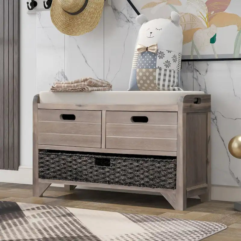 Fully Assembled Shoe Bench with Removable Cushion