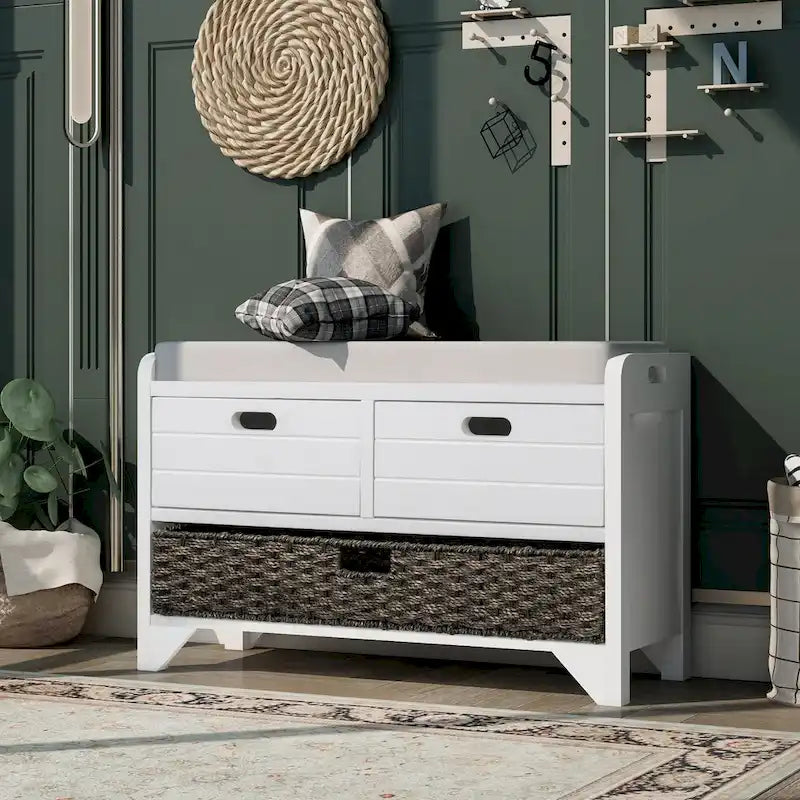 Fully Assembled Shoe Bench with Removable Cushion