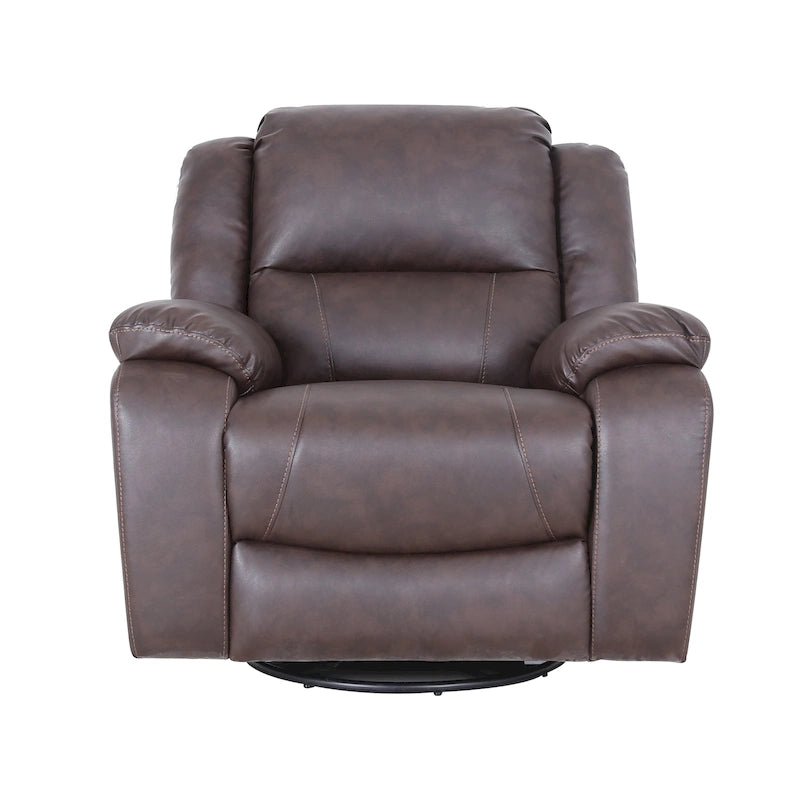 Tufted Faux Leather Swivel Recliner