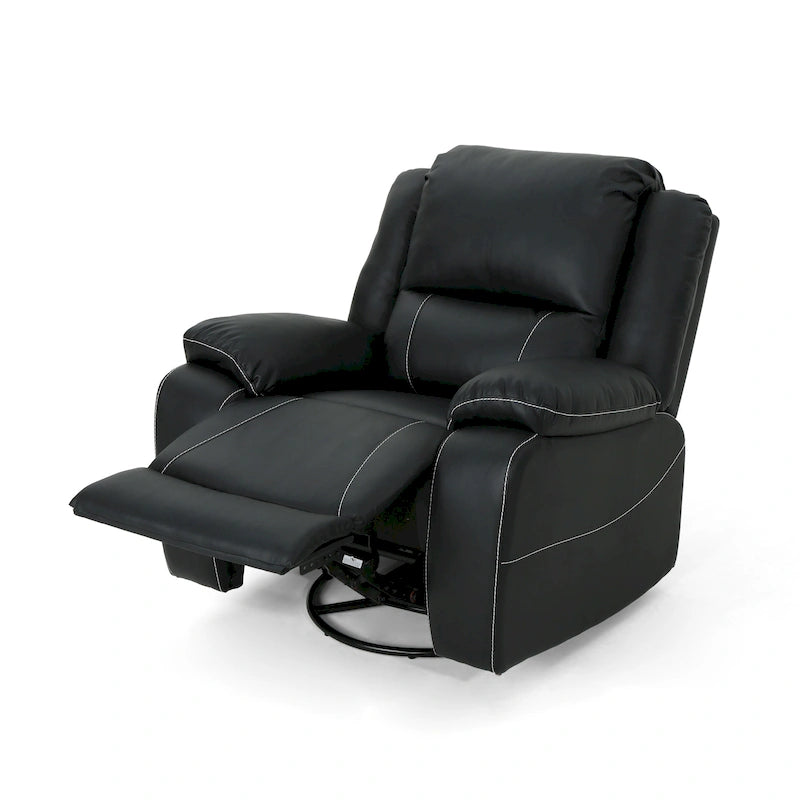 Tufted Faux Leather Swivel Recliner