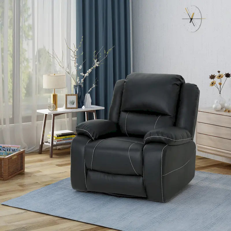Tufted Faux Leather Swivel Recliner