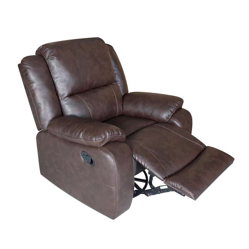 Tufted Faux Leather Swivel Recliner