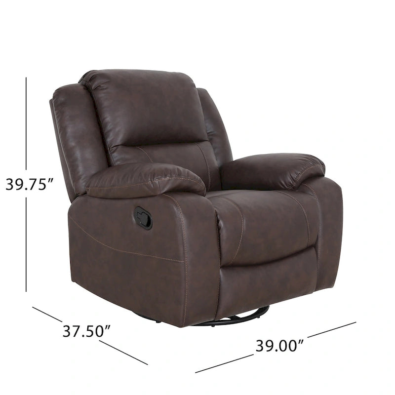 Tufted Faux Leather Swivel Recliner