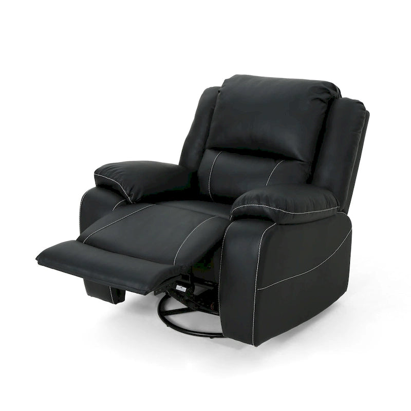 Tufted Faux Leather Swivel Recliner